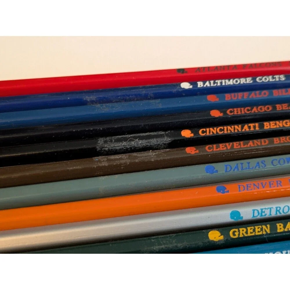Faber Castell NFL Vintage 70s Wooden Pencils Unsharpened Complete 28 Teams READ